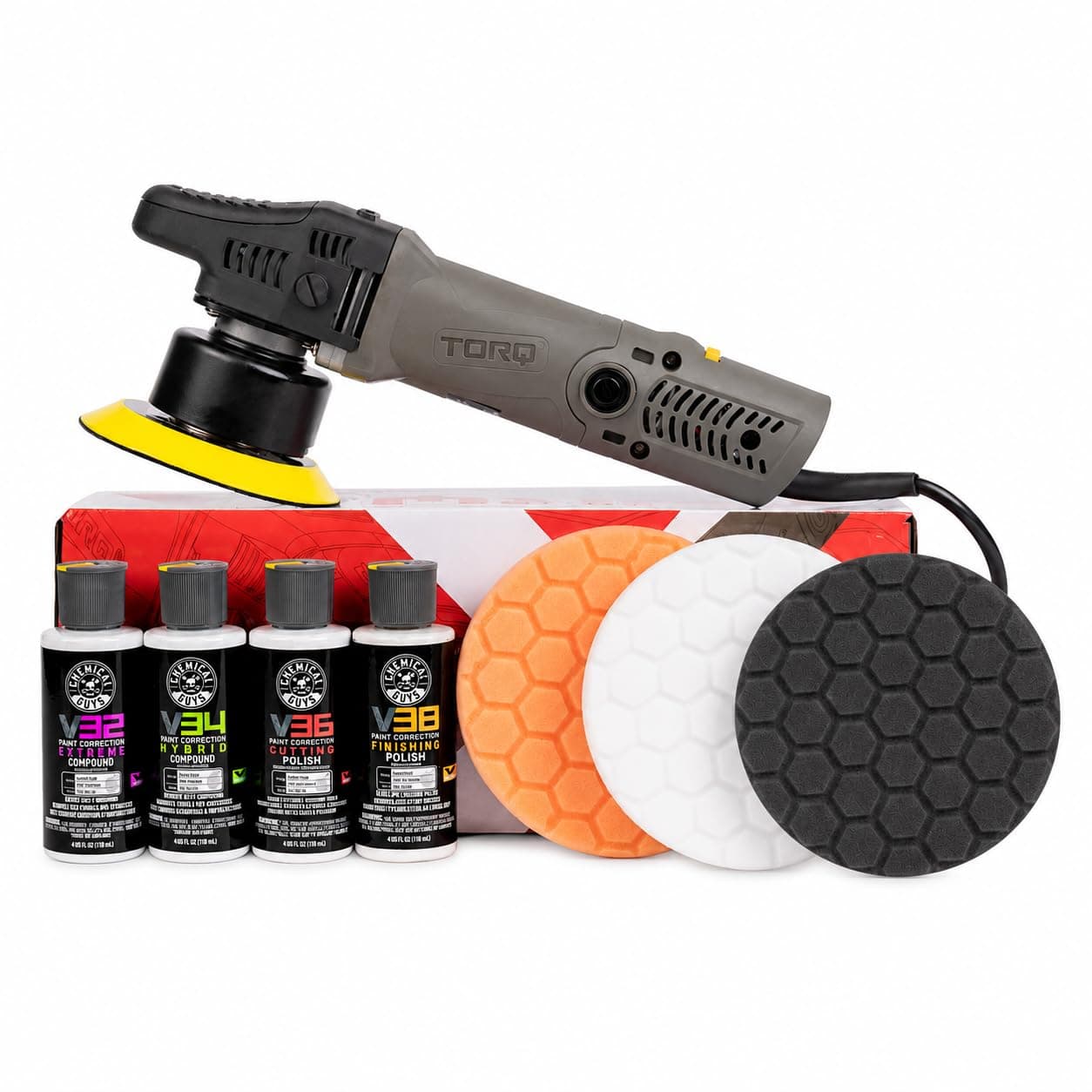 Chemical Guys TORQX Polisher Kit (9-Piece with Pads & Polishes)