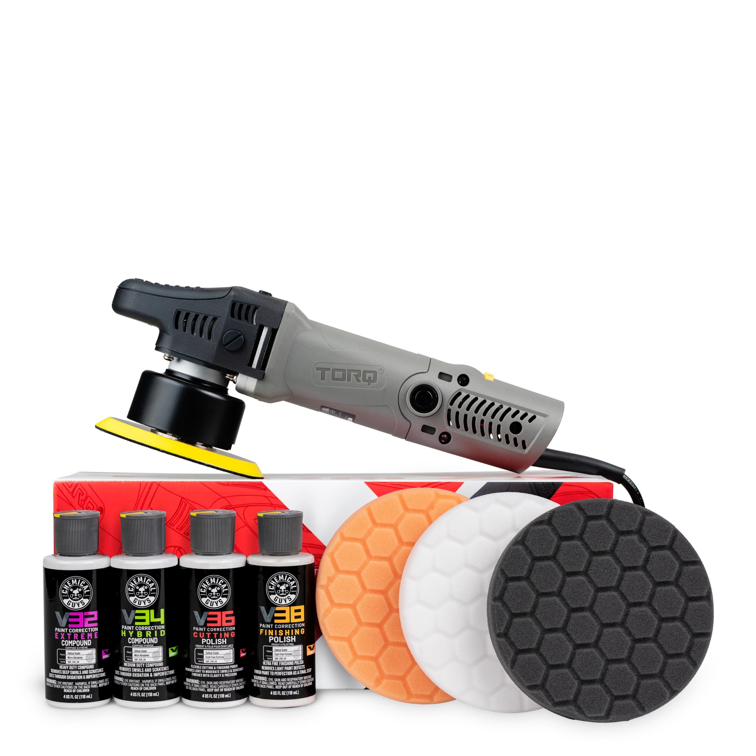 Chemical Guys TORQX Polisher Kit (9-Piece with Pads & Polishes)